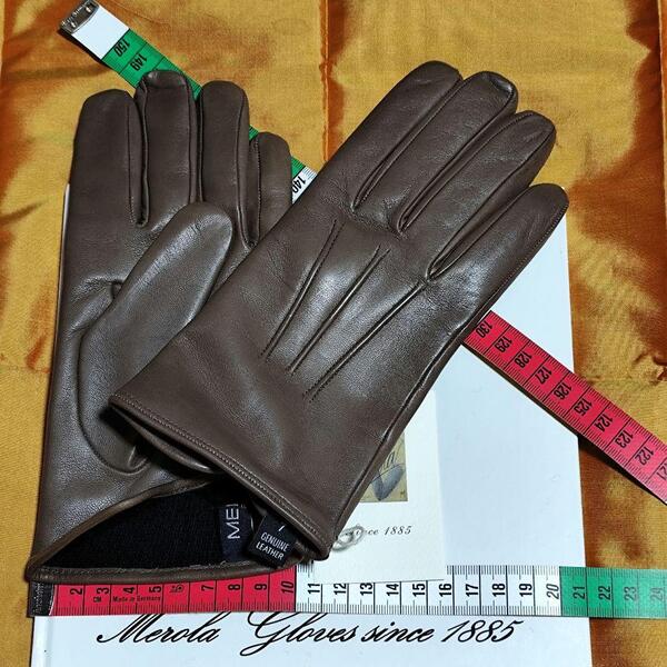 メローラ ナッパトープ色 カシミア黒 グローブ 革手袋 MEROLA