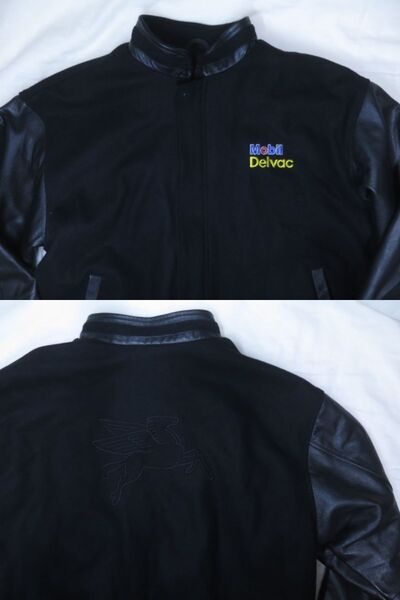 Mobil モービル オイル 袖レザー スタジャン XL Delvac 企業系 ブルゾン ジャケット