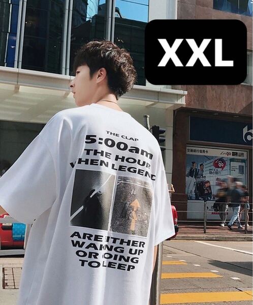 トップス ビッグシルエット バックプリント Tシャツ シャツ トレンド ストリート 渋谷 パルコ ヒカリエ オルチャン ユニセックス 白 XXL