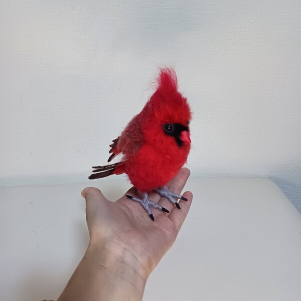 ++nannan++ 羊毛フェルト 鳥 ショウジョウコウカンチョウ 手乗りサイズ ハンドメイド