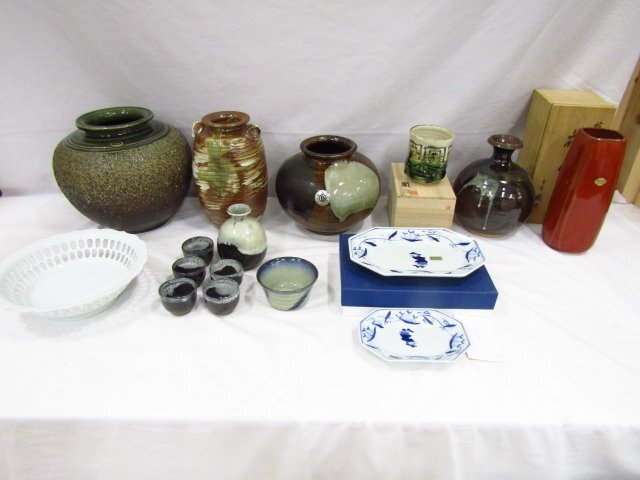 小石原焼 ヤマイチ窯 梶原藤徳作 大きめの花器 壺 置物 小石原焼