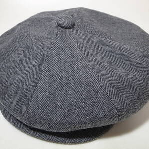【送料無料 即決】New York HatニューヨークハットNewYorkHat USA製 Herringbone Newsboyウール ヘリンボーン キャスケット 灰グレー L新品
