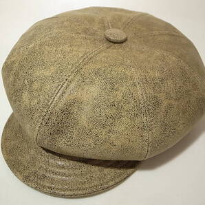【送料無料 即決】New York HatニューヨークハットNewYorkHat USA製Antique Spitfireアンティーク革製 レザービンテージ加工ブラウンXL新品