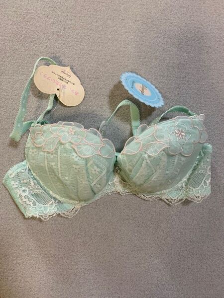 C65 リリアージュ 花柄×レース ブラジャー グリーン