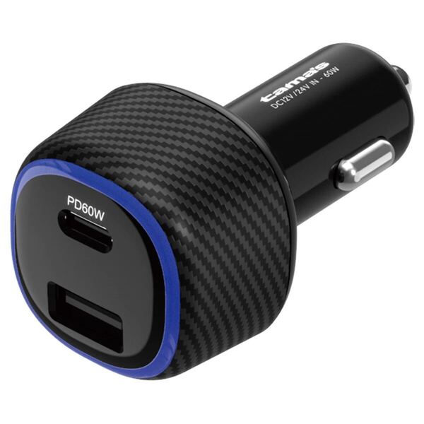 送料無料◆多摩電子工業 PD60W カーチャージャー 車載充電器 Type-C Type-A 超急速充電 TKP142UCK コンパクト 軽量 12V/24V 新品