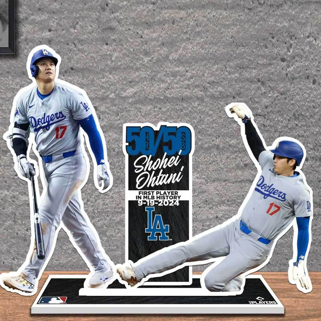 送料無料 2年連続MVP受賞!並行輸入 ディスプレイ フィギュア パネル 大谷翔平 50/50達成記念