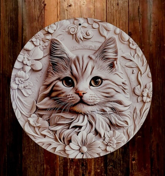 猫の壁飾り メタルウォールアート 白猫ロングP 猫の雑貨 HANAKO