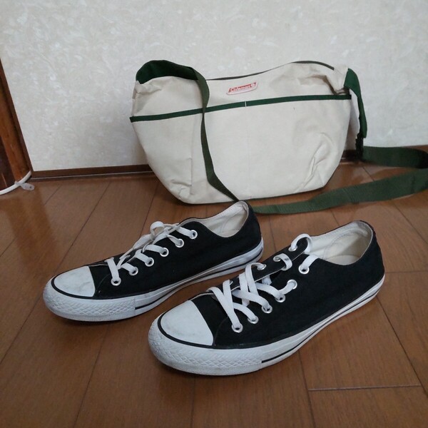 コンバース ネクスター CONVERSE スニーカー ブラック ローカット シューズ 26cm おまけ付き Coleman コールマン ショルダー 中古