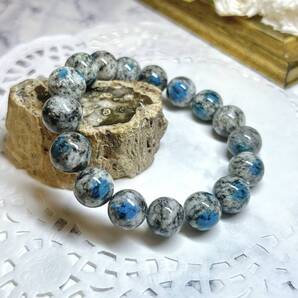 【E11142】AAA*K2ストーン*12㎜*ブレスレット*アズライト*Granite with Azurite from K2