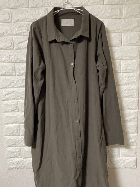 n'Or LABEL オリーブグリーン シャツワンピース 長袖 Fサイズ