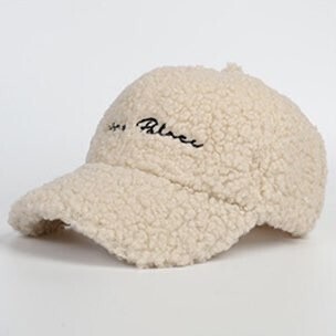 ボア 英字 野球帽 キャップ 帽子 レディース メンズ 新品 刺繍 ベージュ モコモコ 暖かい 秋冬用 おしゃれ