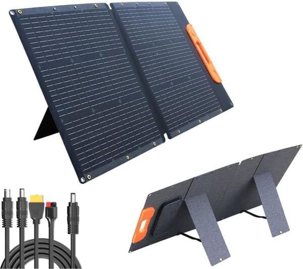 ソーラーパネル100W 折りたたみ式太陽光パネル(19.44V 5.14A) ポータブル電源充電器 4in1ケーブル1.5M付き