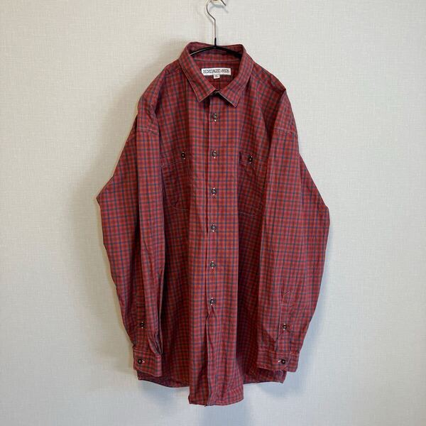 インディビジュアライズドシャツ Individualized Shirts /長袖シャツ /チェック /レッド /コットン /米国製 /サイズXL