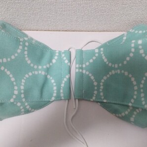 ☆ラスト1点☆ハンドメイド☆3D マスク 2枚セット☆ミントグリーン&白色ドット柄☆マスクゴム付☆ワイヤー入り大人用☆ダイヤモンド型☆