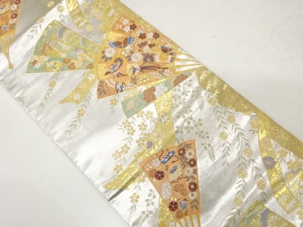 ys7232903; 熨斗に扇・宝尽くし模様織り出し袋帯【着】