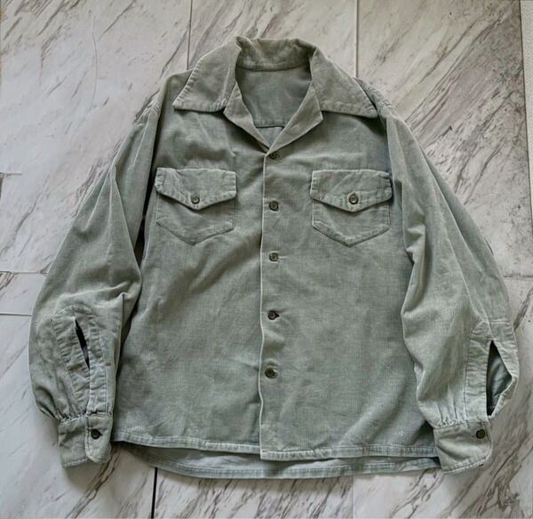 希少カラー 希少サイズ大きめ vintage ヴィンテージ ビンテージ 50s 60s 50年代 usa製 ミントグリーン オープンカラー コーデュロイシャツ