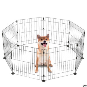 【ジョイントでパネルを繋げるだけなので、組立が非常に簡単】 ワイヤーサークル ブラウン 安定感, 飛び出し防止, ペットサークル