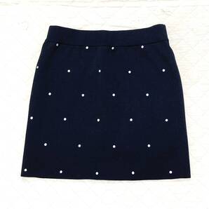 新品同様☆U by SPICK&SPAN ポリエステルニットミニスカート ドット刺繍柄 黒白☆