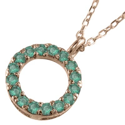 エメラルド ペンダント ネックレス ピンクゴールドk18 5月誕生石 約8.5mmサイズ