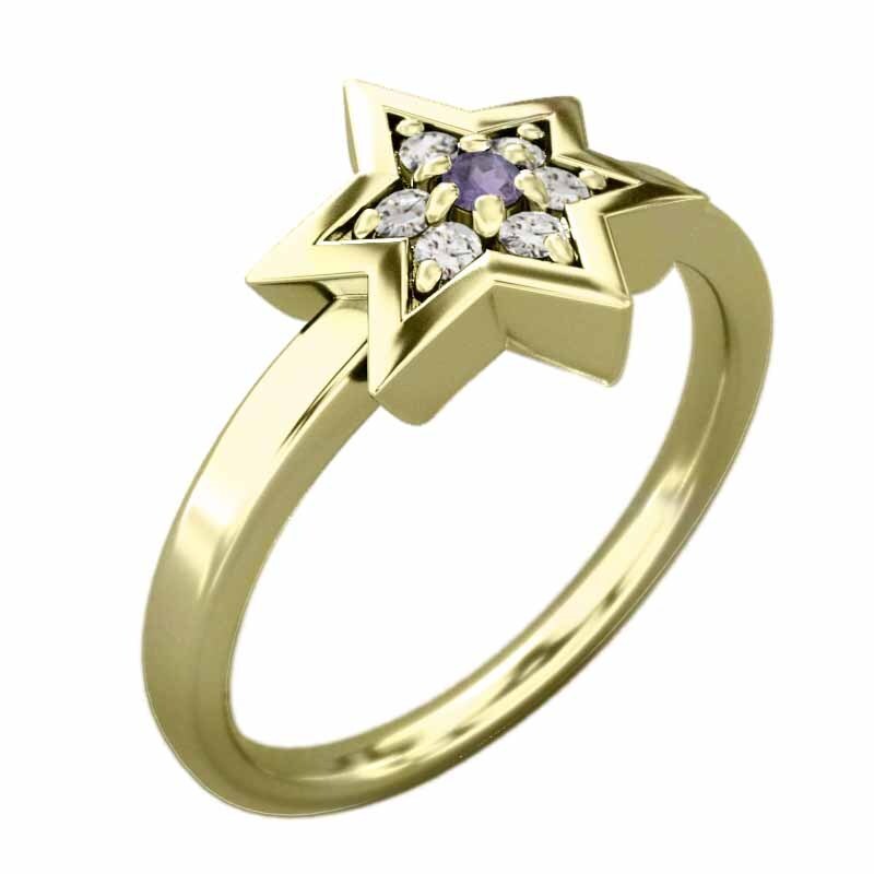 最大15%OFFクーポン 指輪 ヘキサグラム アメジスト(紫水晶) 天然ダイヤモンド ゴールド