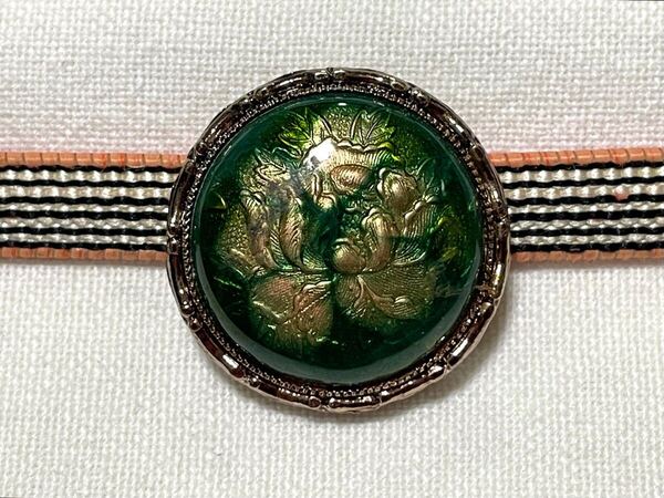 NO.1618 帯留め 七宝焼 花 リメイク品(帯留 帯飾り 和装小物)ハンドメイド品