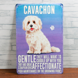 子犬のブリキ看板③(犬種 キャバション) 20㎝×30㎝ アンティーク風 インテリア等飾り ブリキ看板 新品