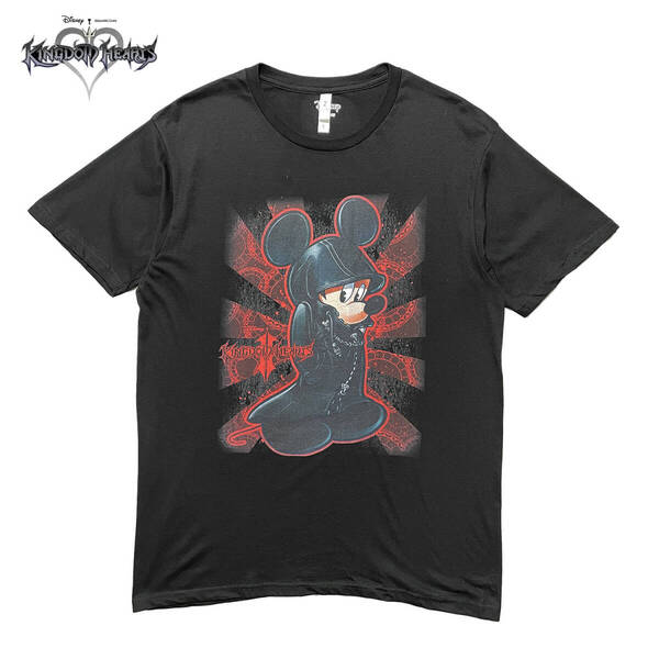 未使用品 海外版 公式 ディズニー キングダムハーツ ゲーム Tシャツ ミッキーマウス 王様 ブラック メンズXL BA3316
