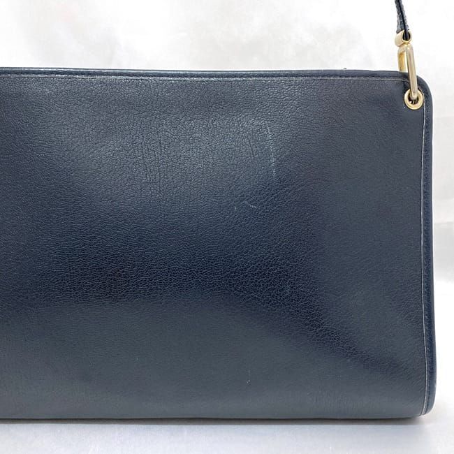 クリスチャン ディオール セミショルダー バッグ ec-21624 ネイビー 美品 レザー 中古 Christian