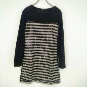 M TOPGIRL トップガール ワンピース ボーダー スパンコール ブラック 長袖 リユース ultralto sw0972