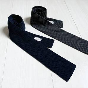 2点セット 美品 paolo albizzati パオロアルビザッティ ニットタイ ネクタイ ウール スクエア ネイビー ベージュ イタリア製 △1188
