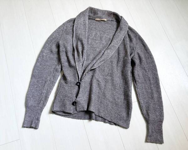 nuur ヌール カーディガン ニット ショールカラー ダブル レーヨン ウール 50 ブラウン 茶 イタリア製 △1118