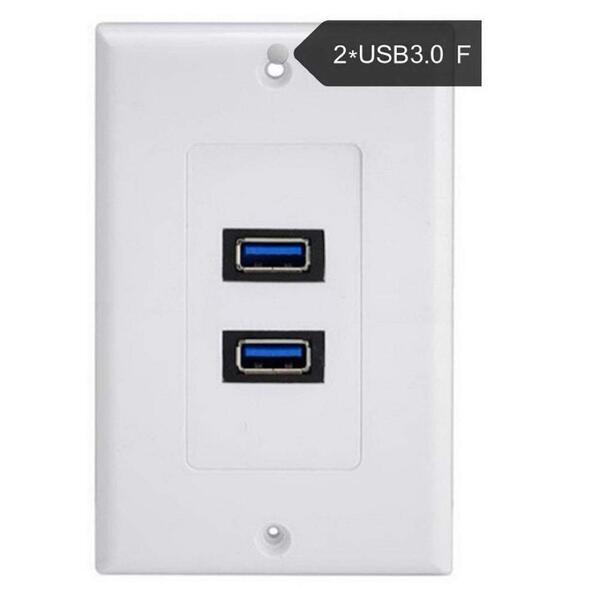 USB AVウォールプレート USB 3.0 装飾壁プレート 高速 2ポート、充電USBすべてのデバイスとウォールプレートパネル 家庭用 USBオフィス用