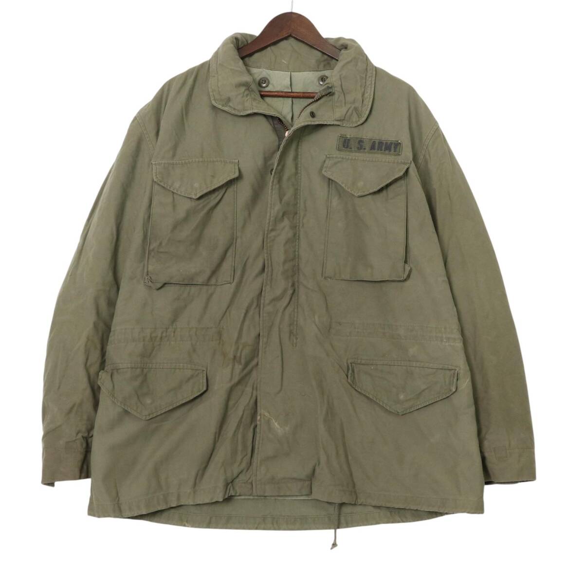 米軍実物 U.S.ARMY M-65 フィールドジャケット 3rd ミリタリー オリーブ (メンズ M相当) 中古 古着 A3012