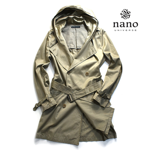 【美品】 ナノユニバース GROUND FLOOR コットン100◎!!! スタイリッシュな装いが秀逸 トレンチコート メンズM フーディー パーカー