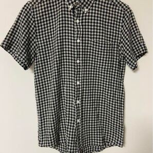 Saturdays NYC 半袖ギンガムチェックシャツ S グレー×黒 コットン Saturdays NYC S/S Gingham Check Shirt Gray Black Cotton Size S