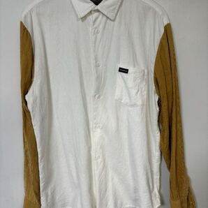 68&BROTHERS 袖切替 コーデュロイシャツ L ホワイト×マスタード 美品 Corduroy Switch Sleeve Shirt L White × Mustard Excellent