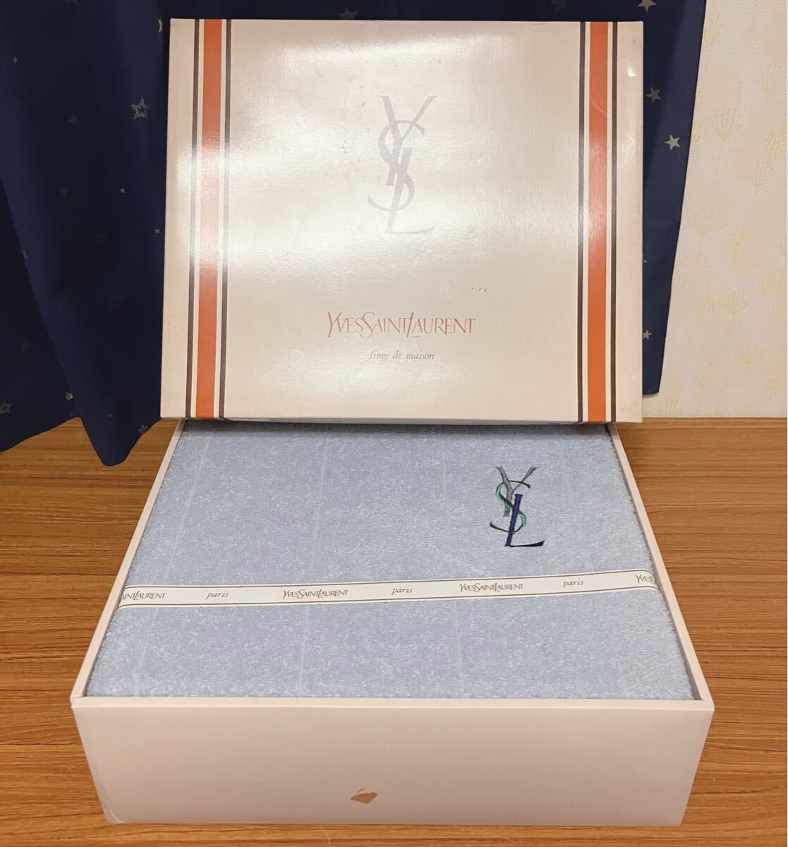 イヴサンローラン タオルケット ピンク＆ブルー 2枚セット