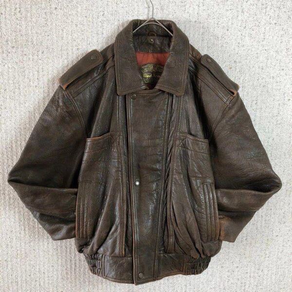フライトジャケット レザージャケット ラムレザー 羊革 短丈 一点物XLサイズ 革ジャン