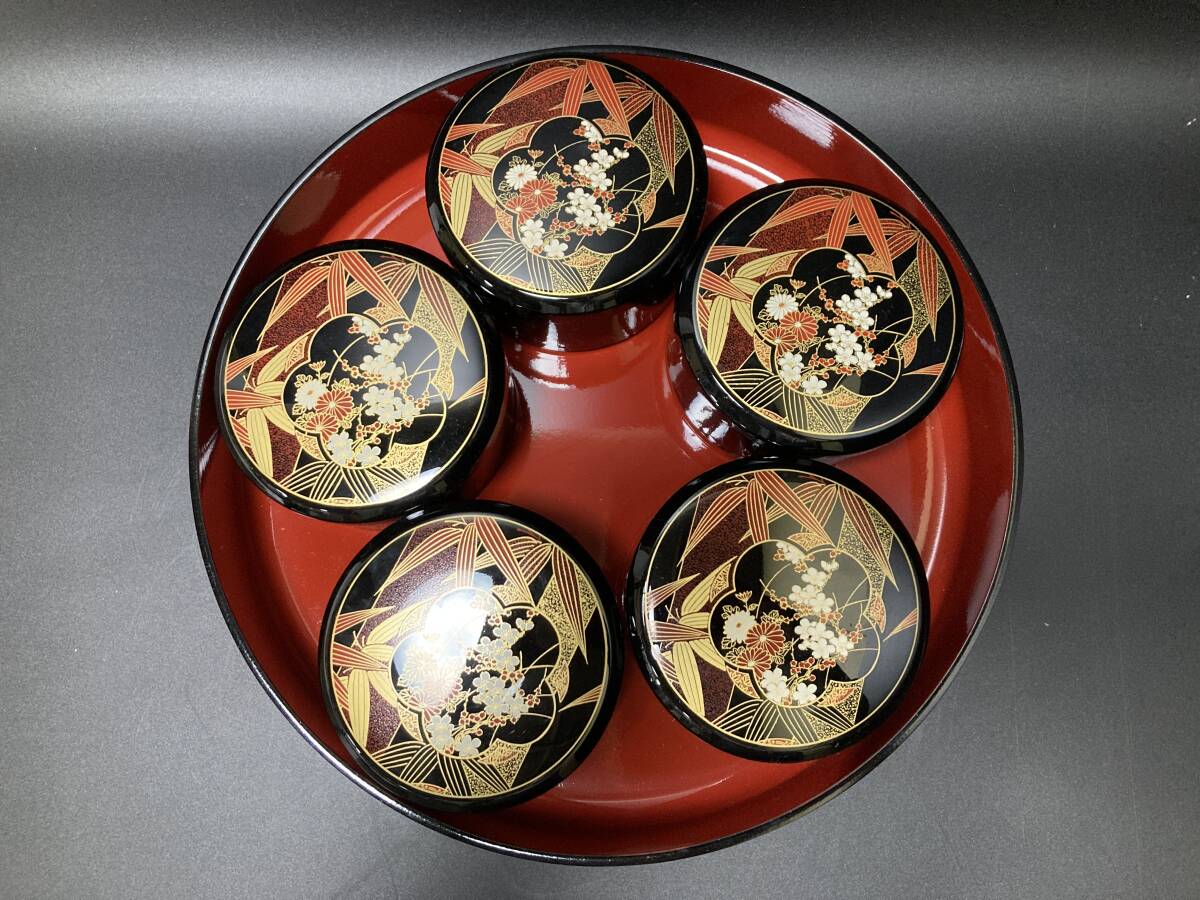 昭和レトロ ニ段蓋付き寿司桶 皿つき 和食パーティー お祝い膳