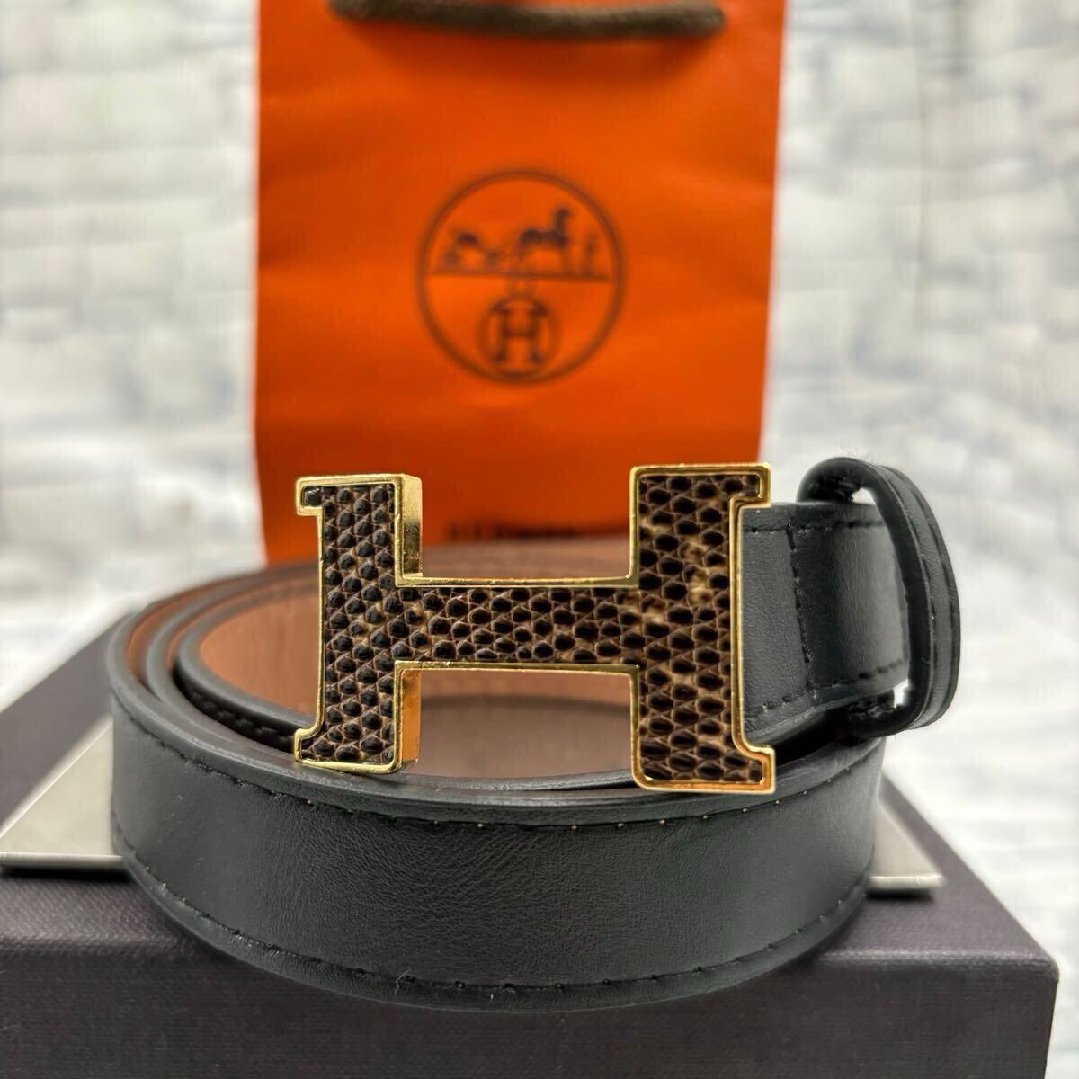 9147 美品 HERMES エルメス Hバックル 本革 レザー バイカラー 2 9147 美品 HERMES エルメス Hバックル 本革 レザー バイカラー 2