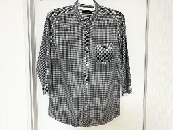 ★正規品 バーバリーブラックレーベル 七分袖シャツ ギンガムチェック柄 サイズ2 コットンリネン★