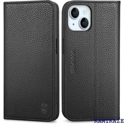 SHIELDON iPhone15 対応ケース 手帳型 ス 202発売 6.1インチ対応 5G ライチ紋ブラック 1481