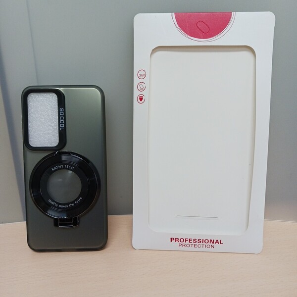 y111202k スマートフォンケース Magsafe対応 リング付き スタンド機能 ワイヤレス ブラック Galaxy