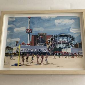 ★kj額装品★ ジャンフィリップデローム 1 貴重イラスト A4額入り jean philippe delhomme ニューヨーク ビーチバレー NY サーフアート