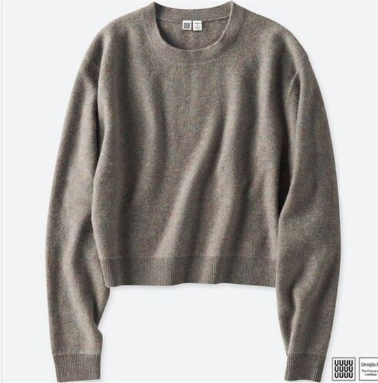 美品です　ユニクロU*　ソフトラムクルーネックセーター①　XXL　GRAY（ミッ