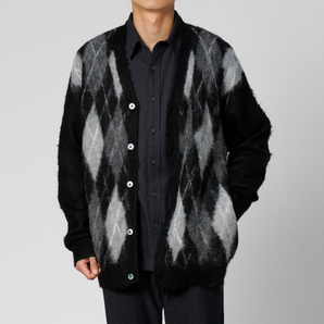 Timely Warning タイムリーワーニング カーディガン 5G ダブルジャガード メンズ ブラック Lサイズ