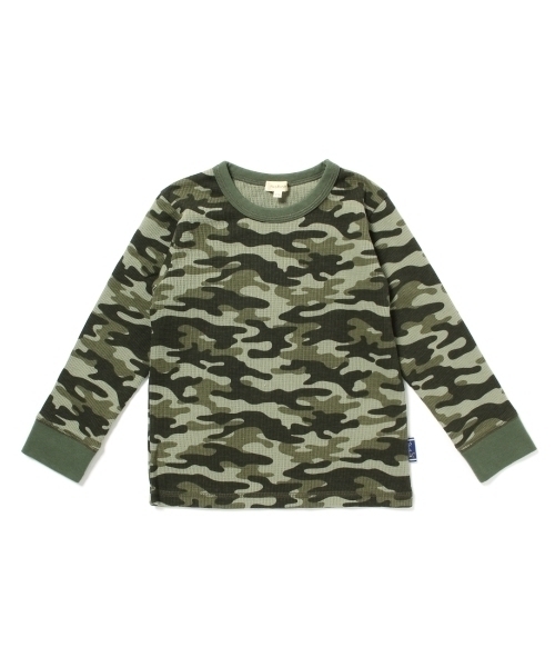 ラスト 新品 HusHusH コットンワッフル長袖Tシャツ カーキ(127) 12(120cm) 定価2189円