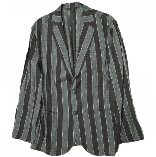 giannetto ジャンネット イタリア製 RIVIERA JACKET リネンストライプジャケット 48 BROWN/GRAY テーラード 2B アウター g19425