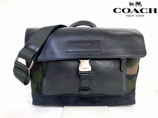 美品★送料無料 コーチ メンズ COACH カモフラージュ バイク バッグ メッセンジャー ショルダーバッグ 完売モデル