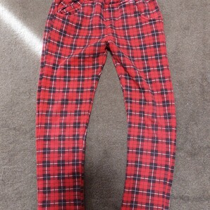 エスケープ 裏シャギー 裏ボア チェック パンツ 赤色 130サイズ